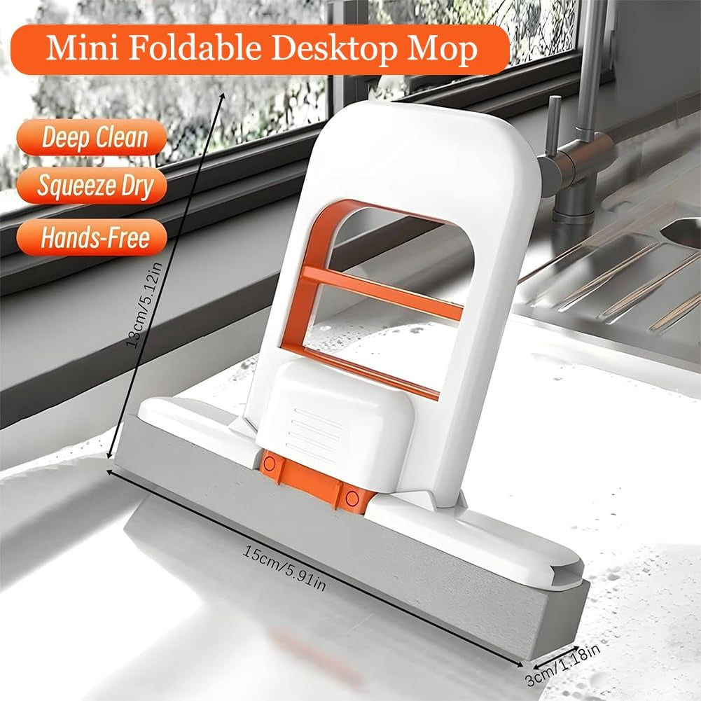 Portable Mini Mop | Hands-Free Squeeze Short Handle Mop for Kitchen, Car & Small Spaces